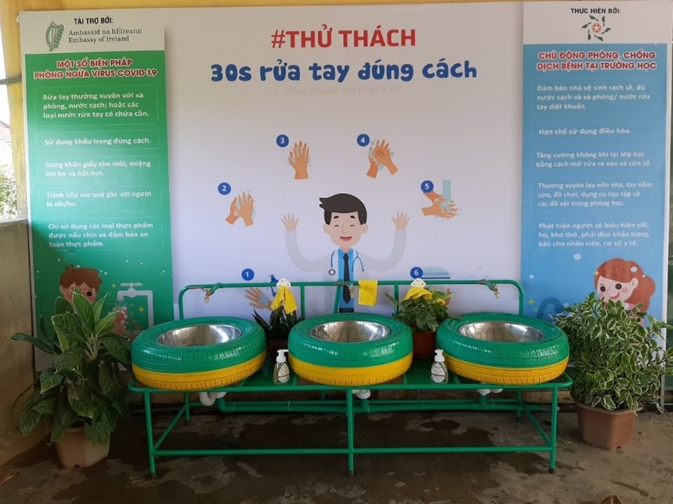 Ireland funds hand-washing basins to help prevent coronavirus spread in Quang Tri Ireland funded mobile hand-washing basins to help prevent coronavirus spread in quang tri